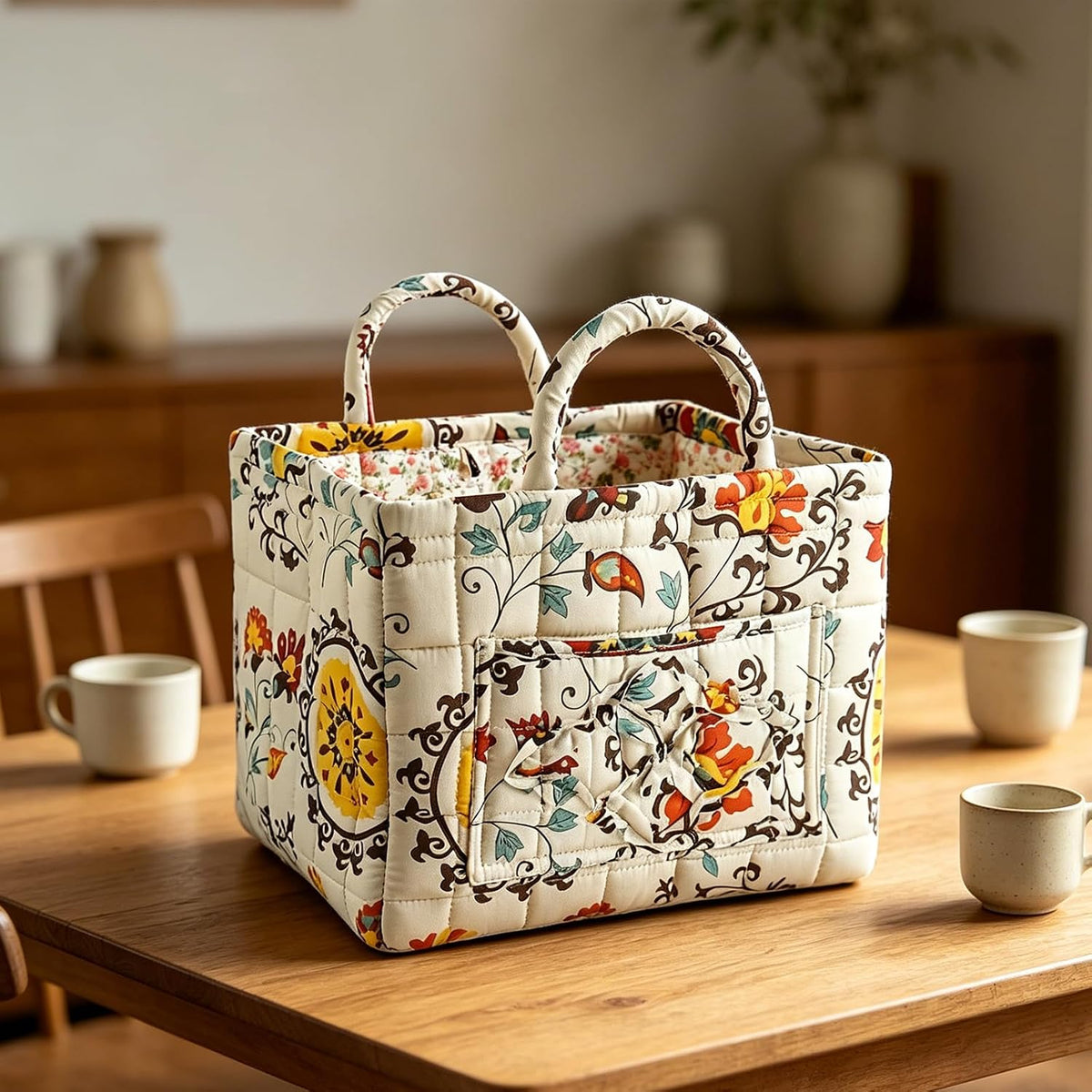 Dalarna | Quiltad blommig tygväska