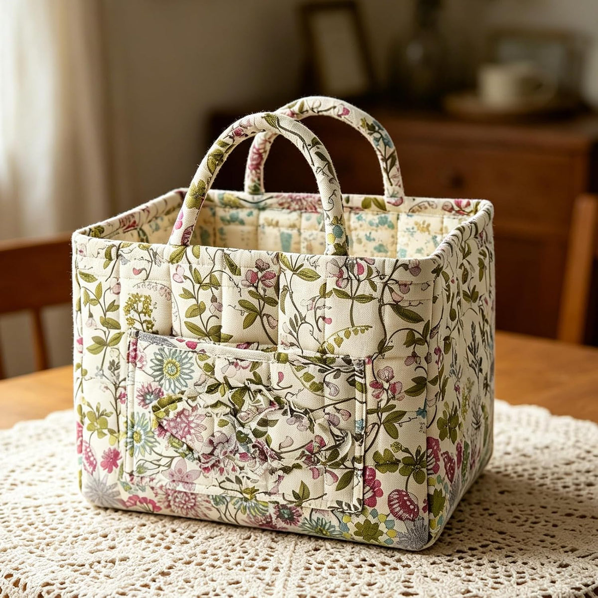 Syren | Quiltad blommig tygväska