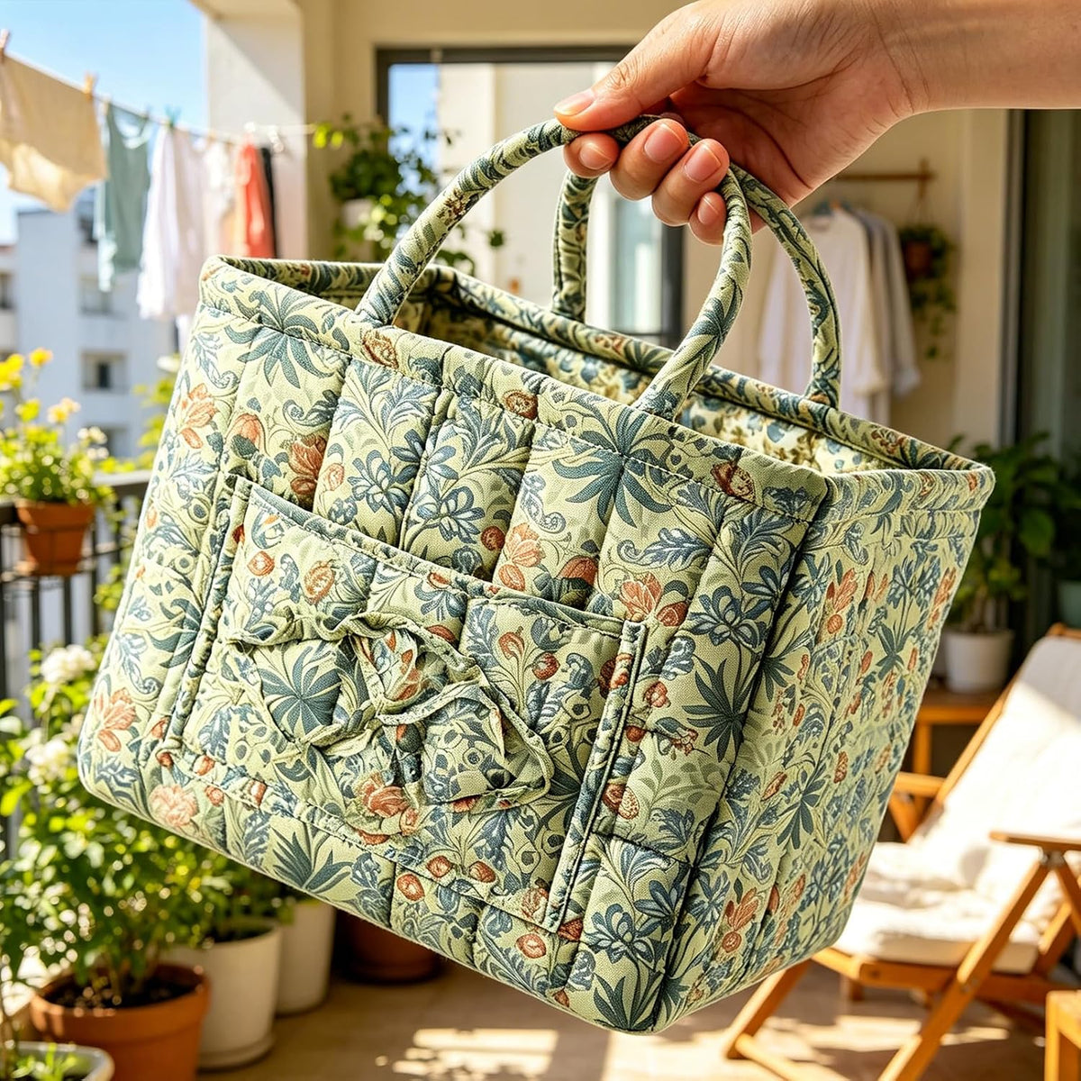 Eira | Quiltad blommig tygväska