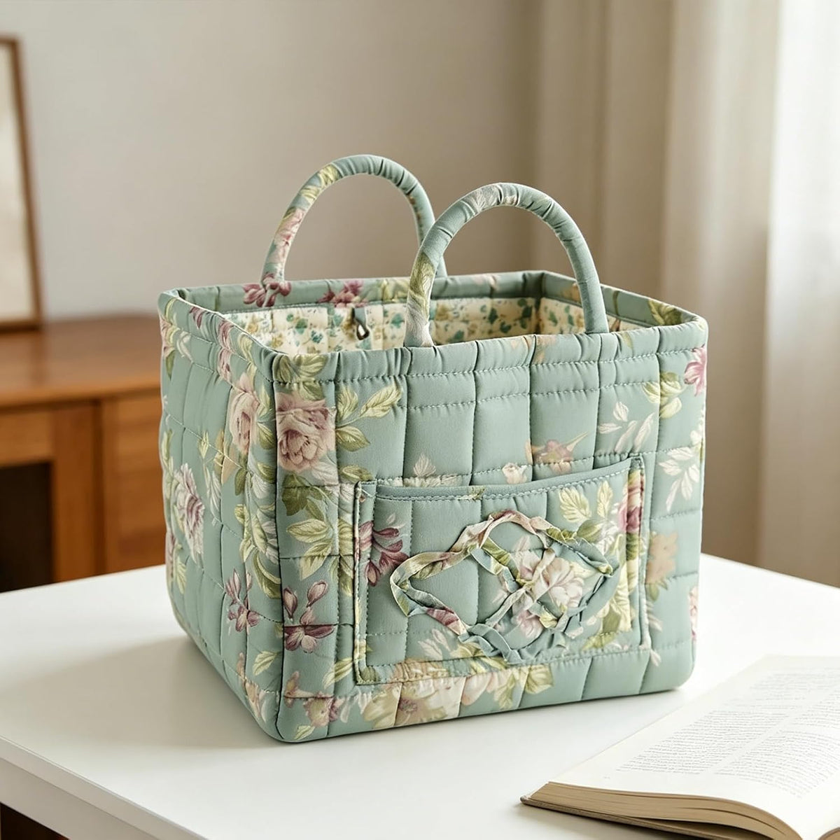Havsbris | Quiltad blommig tygväska