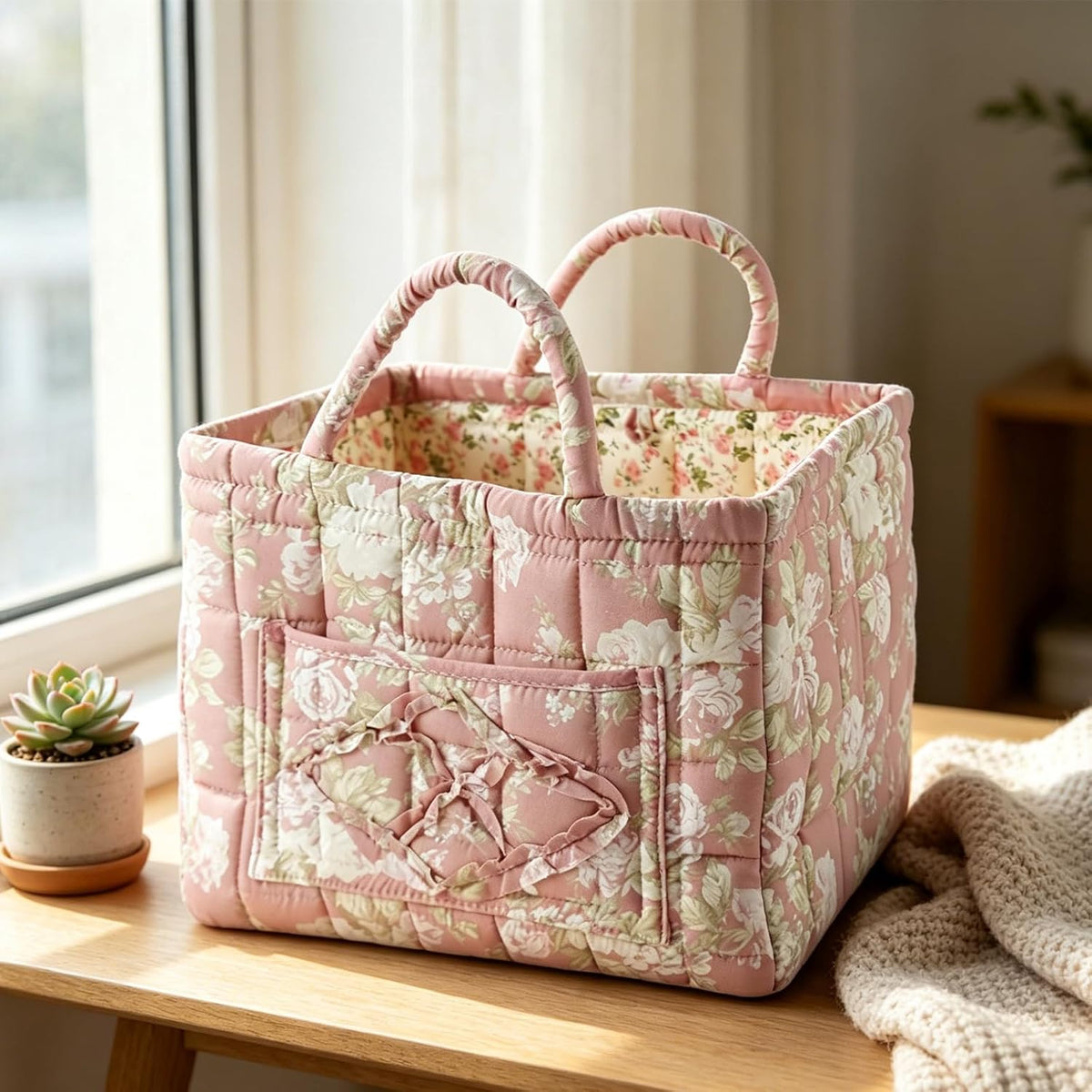 Linnea | Quiltad blommig tygväska