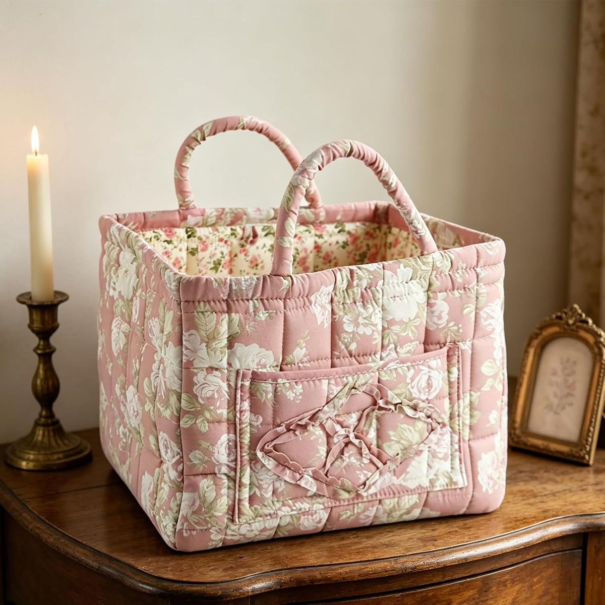 Linnea | Quiltad blommig tygväska