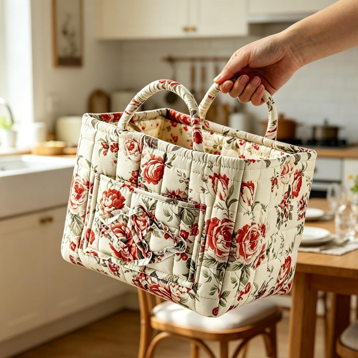 Klara | Quiltad blommig tygväska