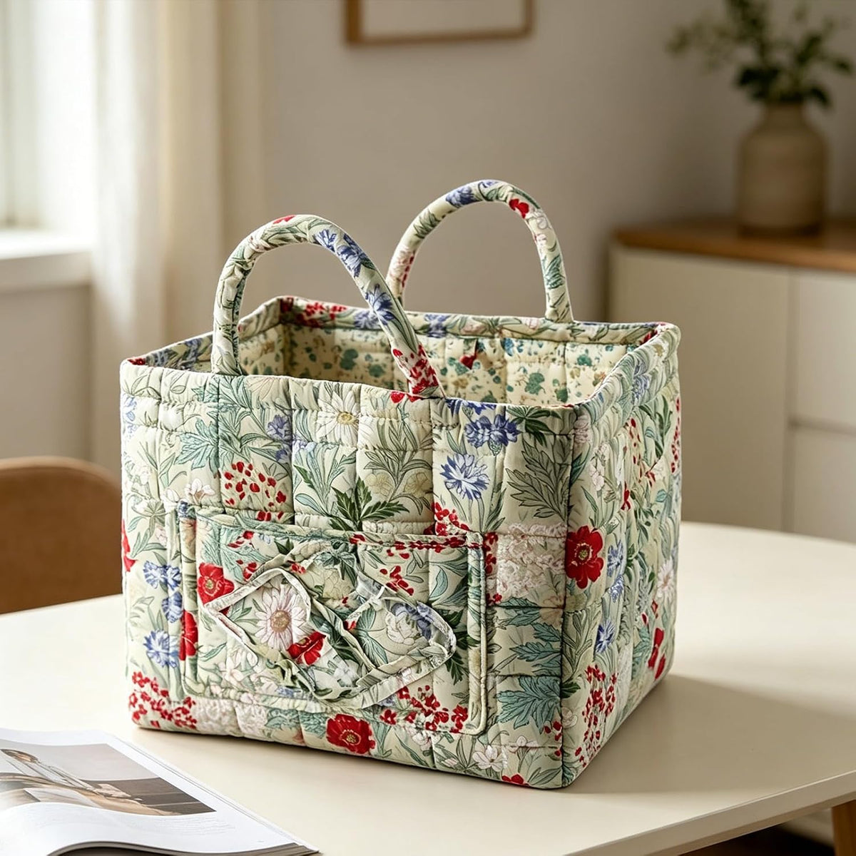 Ängsblom | Quiltad blommig tygväska
