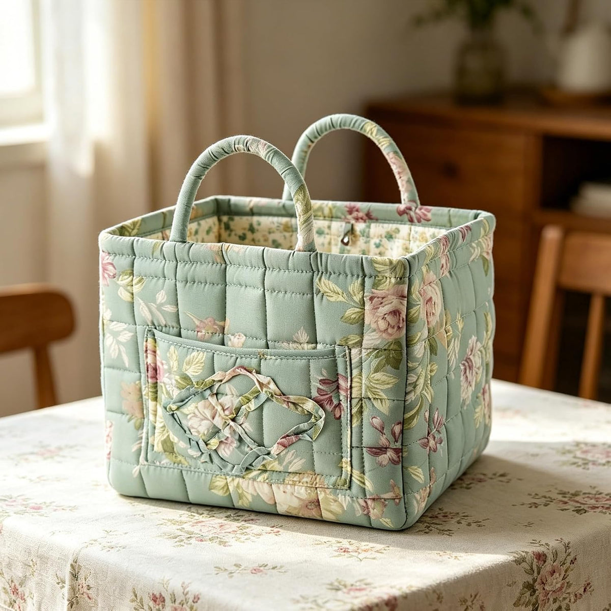 Havsbris | Quiltad blommig tygväska