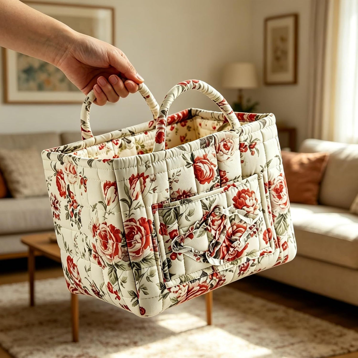Klara | Quiltad blommig tygväska