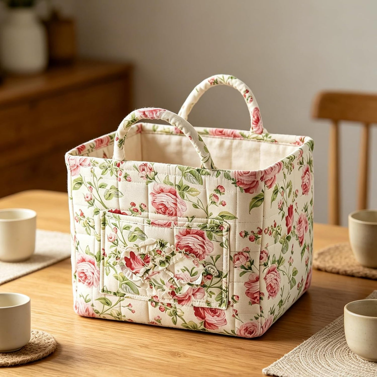 Rosalie | Quiltad blommig tygväska
