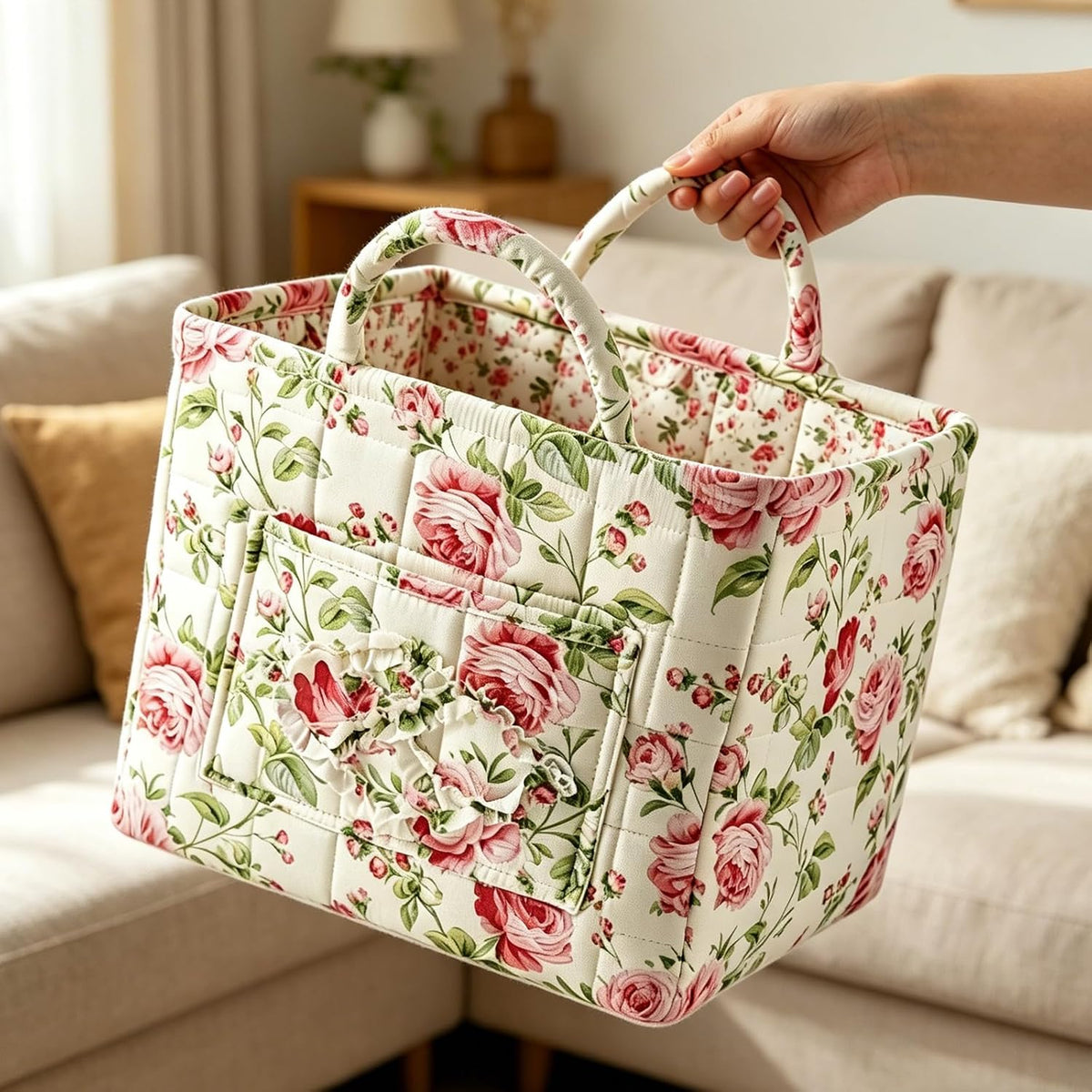Rosalie | Quiltad blommig tygväska