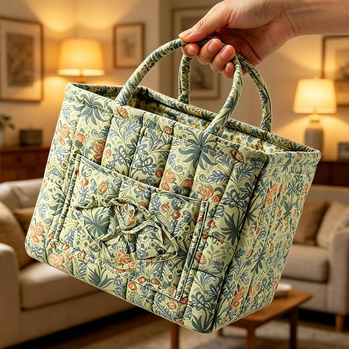 Eira | Quiltad blommig tygväska