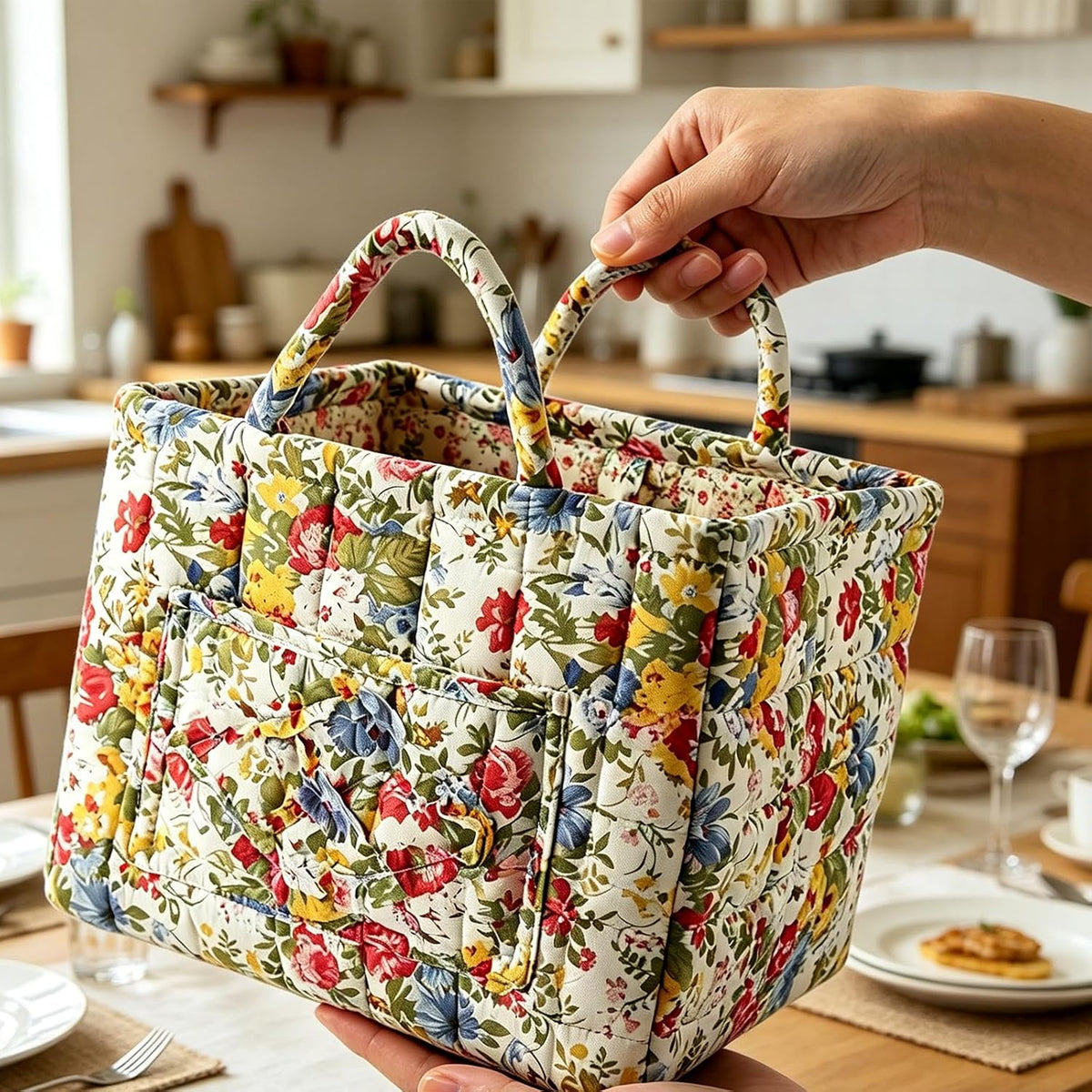 Midsommar | Quiltad blommig tygväska