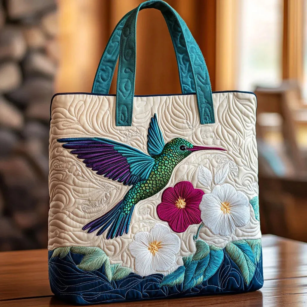 Quiltad handväska med blommor